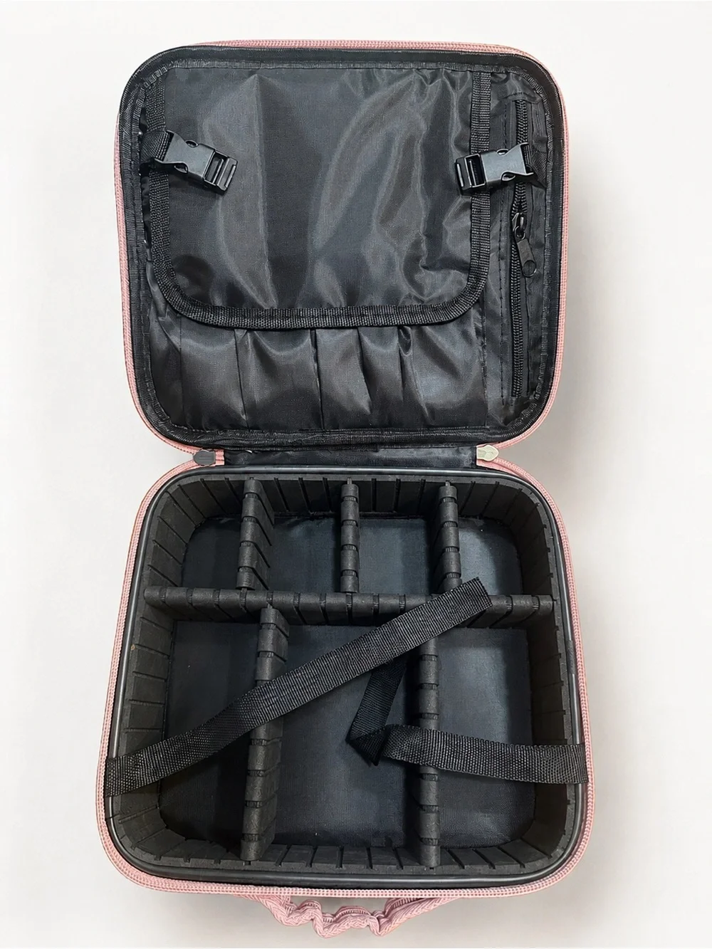 🌸 Pink Travel Makeup Train Case Cosmetic Organizer w Moveable Compartments